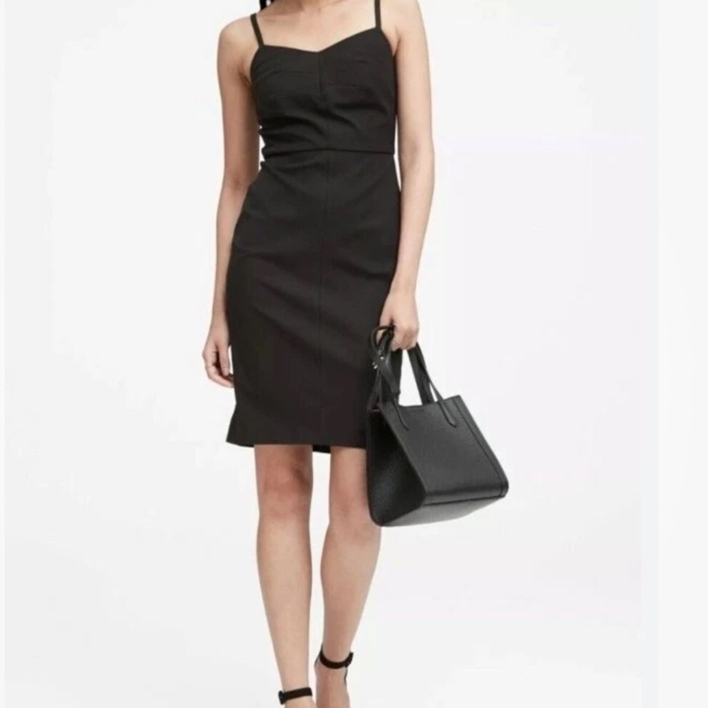 Banana Republic Bi-Stretch Sloan Strappy Cami Sheath Dress Black Size 6